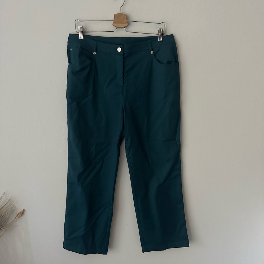St. John Straight Ankle Pants in Teal Size 12